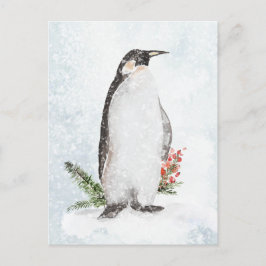 Postal El Pingüino En Un Vacío De Invierno Con Nieve