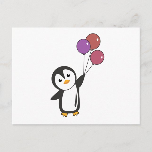 Postal El Pingüino Fundido Se Sube A Los Globos (Anverso)