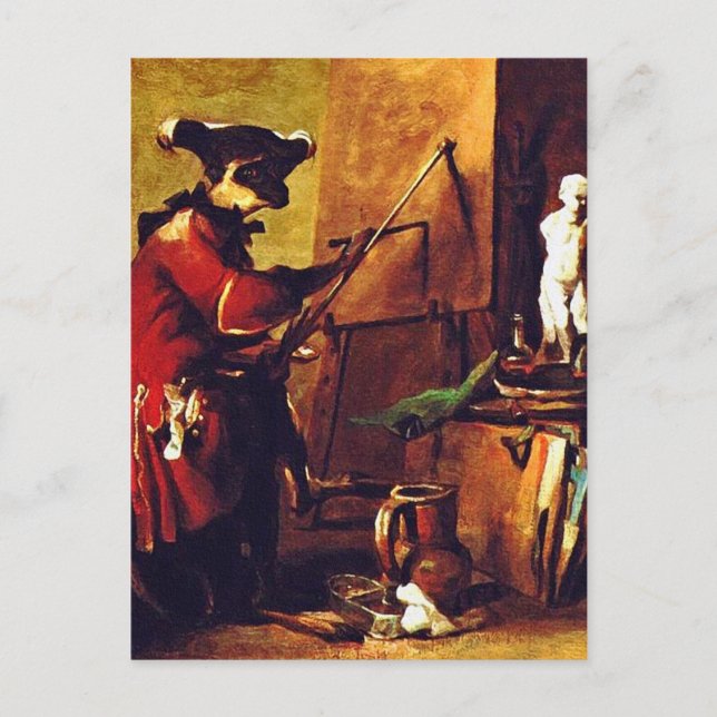Postal El pintor de monos (Anverso)