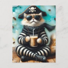 Postal El pirata de gitano dulce con un café
