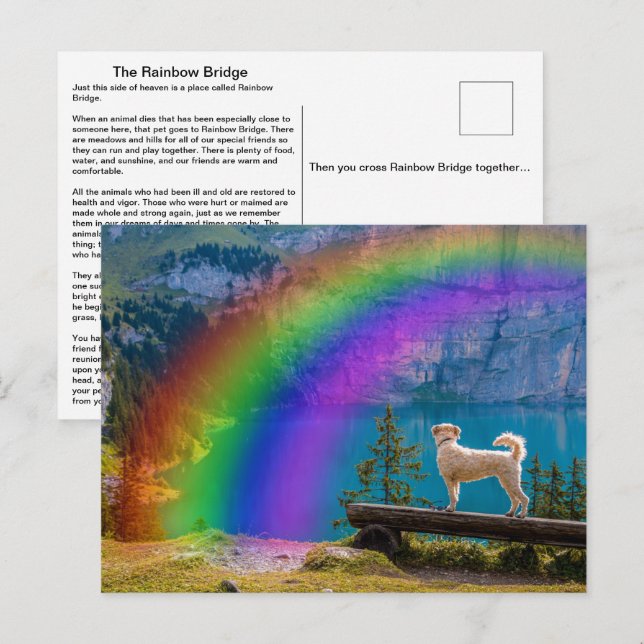 Postal El poema del puente arcoiris, en memoria de un Mas (Anverso / Reverso)