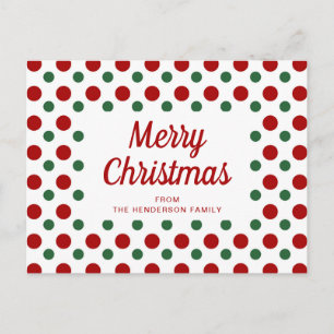 Postal El Polka Verde Y Rojo Cutáneo Doce Feliz Navidad