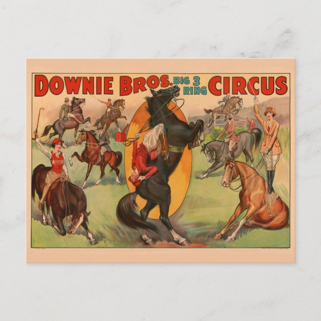 Postal El Poster Del Circo Mostrando Muchos Caballos Haci (Anverso)