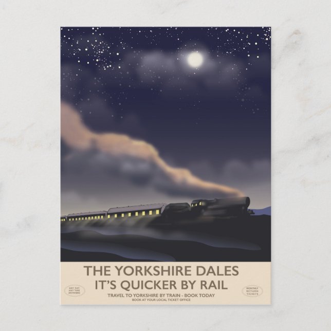 Postal El poster del ferrocarril de Yorkshire Dales (Anverso)