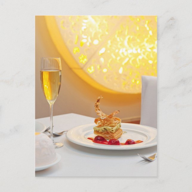 Postal El postre en el restaurante (Anverso)