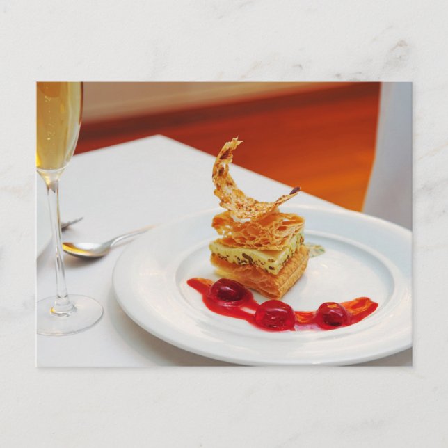 Postal El postre en el restaurante (Anverso)