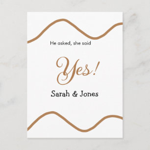 Postal Él preguntó ella dijo que sí compromiso simple min