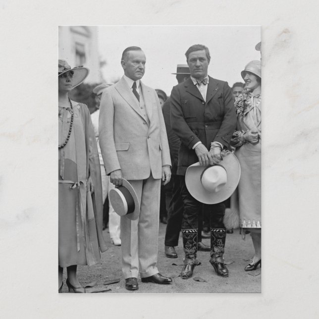 Postal El presidente Coolidge y Tom Mix (Anverso)