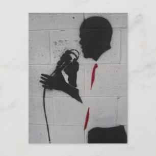 Postal El presidente Obama Silhouette en la pared