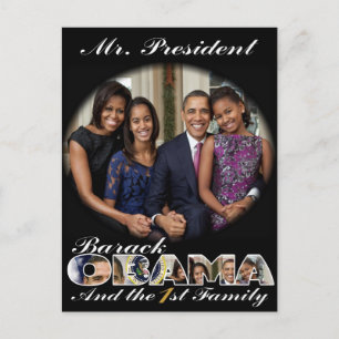 POSTAL EL PRESIDENTE OBAMA Y LA PRIMERA FAMILIA