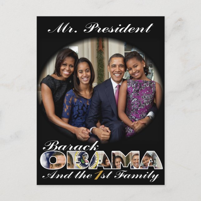 POSTAL EL PRESIDENTE OBAMA Y LA PRIMERA FAMILIA (Anverso)