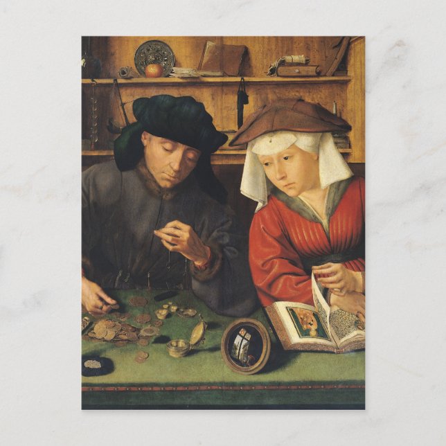 Postal El prestamista del dinero y su esposa, 1514 (Anverso)