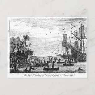 Postal El primer aterrizaje de Colón en Estados Unidos