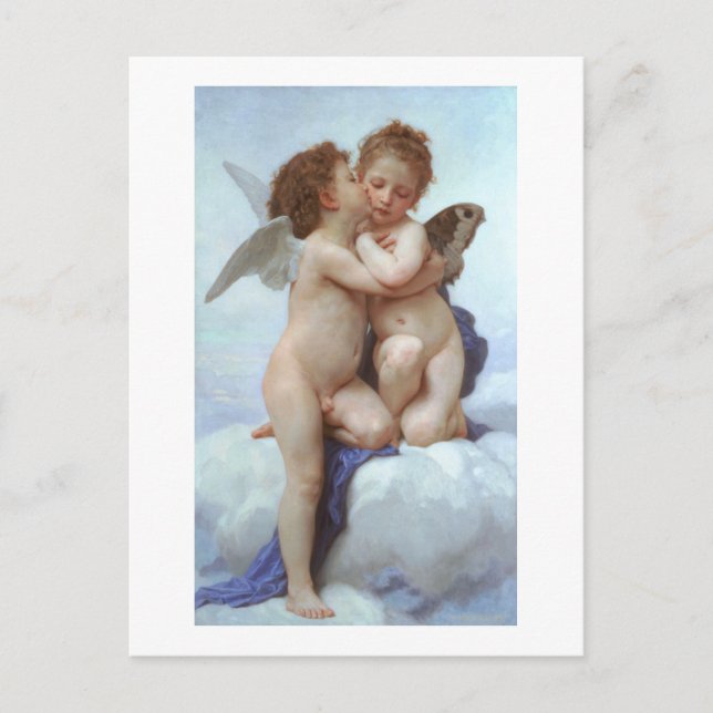 Postal El primer beso, amor y psique, Bouguereau (Anverso)