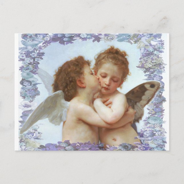 Postal EL PRIMER BESO, C.1873 William Bourgeau (Anverso)