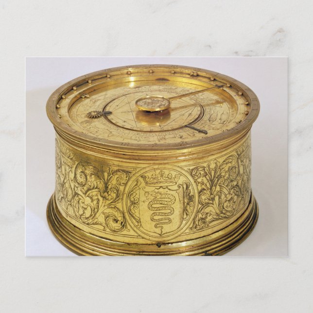 Postal El primer reloj de primavera con combustible, 1525 (Anverso)