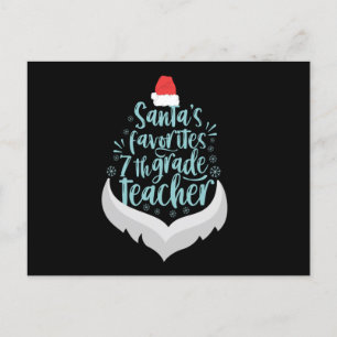 Postal El profesor favorito de Santa en 7º grado divertid