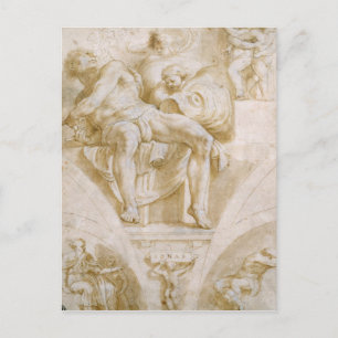 Postal El profeta Jonás y dos lunetas destruidas