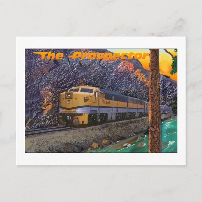 Postal El prospector de Río Grande en el desfiladero real (Anverso)