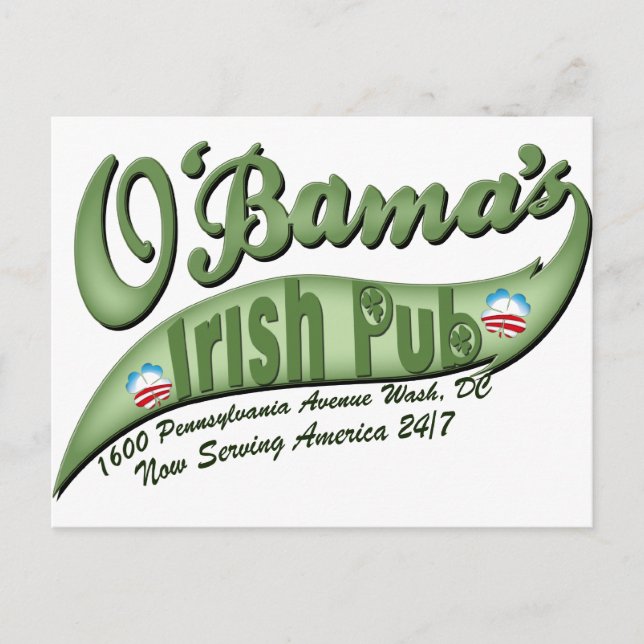 Postal El pub irlandés de O'bama (Anverso)