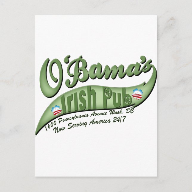 Postal El pub irlandés de O'bama (Anverso)
