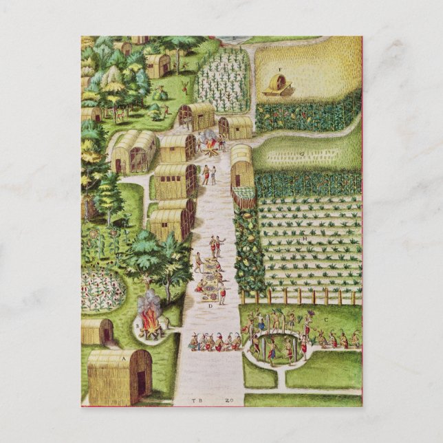 Postal El pueblo de Secoton (Anverso)