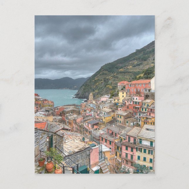 Postal El pueblo pesquero de Vernazza, Cinque Terre, Ita (Anverso)