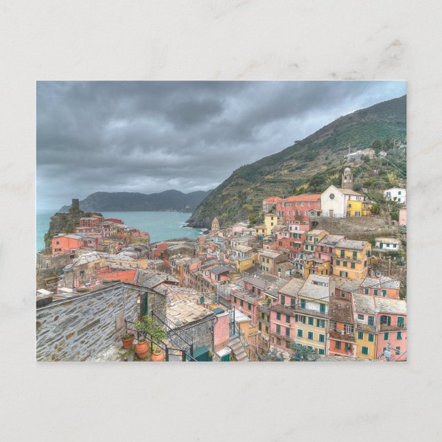Postal El pueblo pesquero de Vernazza, Cinque Terre, Ita (Anverso)
