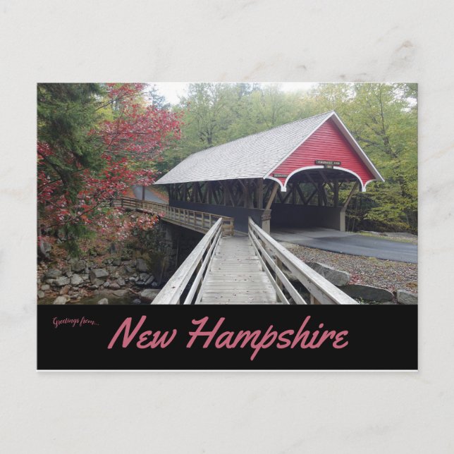 Postal El puente cubierto de flumas New Hampshire (Anverso)