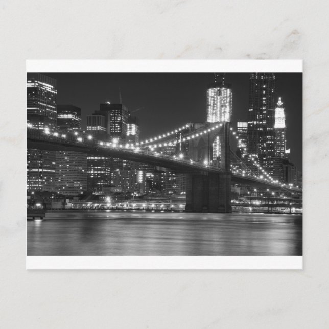 Postal El puente de Brooklyn - Blanco y negro (Anverso)