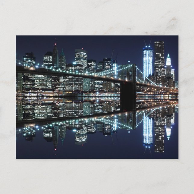 Postal El puente de Brooklyn y la estatua de la libertad  (Anverso)