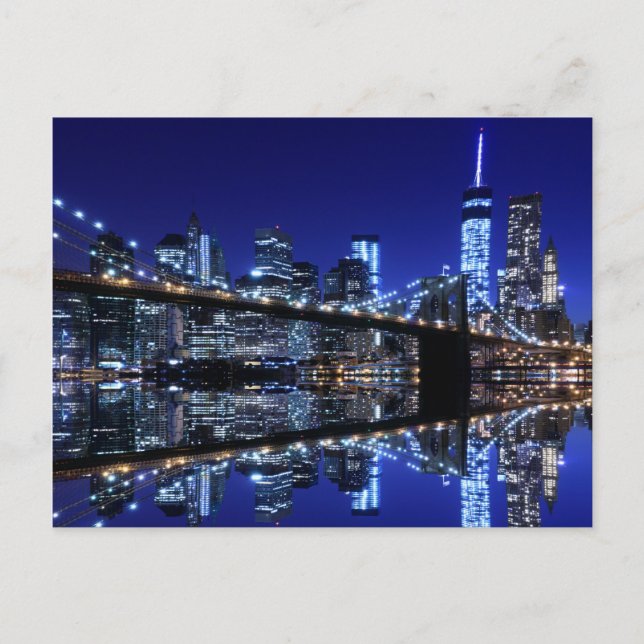 Postal El puente de Brooklyn y la estatua de la libertad  (Anverso)