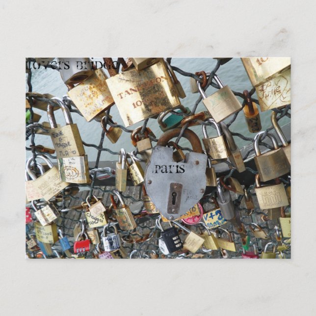 Postal El puente de los amantes bloquea el monumento al S (Anverso)