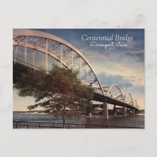 Postal El puente del centenario en Davenport, Iowa (Anverso)