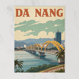 Postal El puente Dragón Da Nang en el arte estilizado