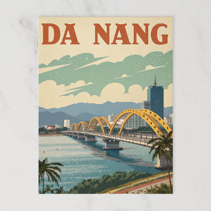 Postal El puente Dragón Da Nang en el arte estilizado