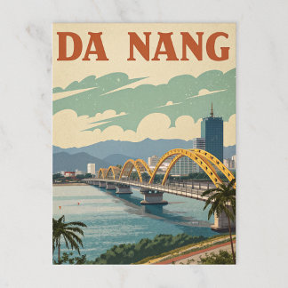 Postal El puente Dragón Da Nang en el arte estilizado