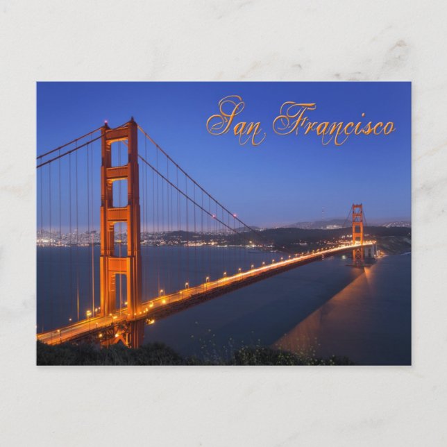 Postal El puente Golden Gate al atardecer (Anverso)