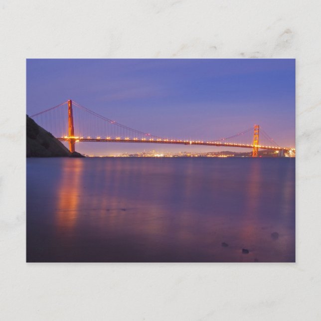 Postal El puente Golden Gate al atardecer desde la cala K (Anverso)