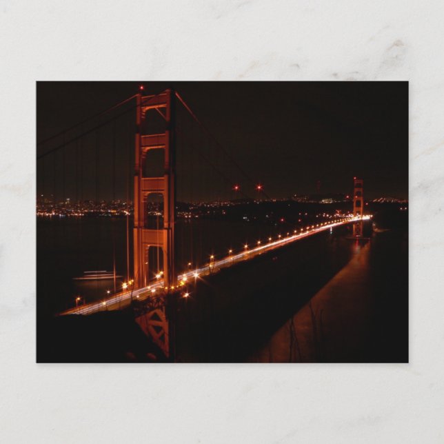 Postal El puente Golden Gate de noche (Anverso)