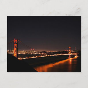 Postal El puente Golden Gate de noche
