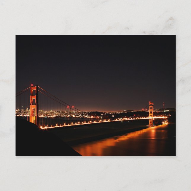 Postal El puente Golden Gate de noche (Anverso)