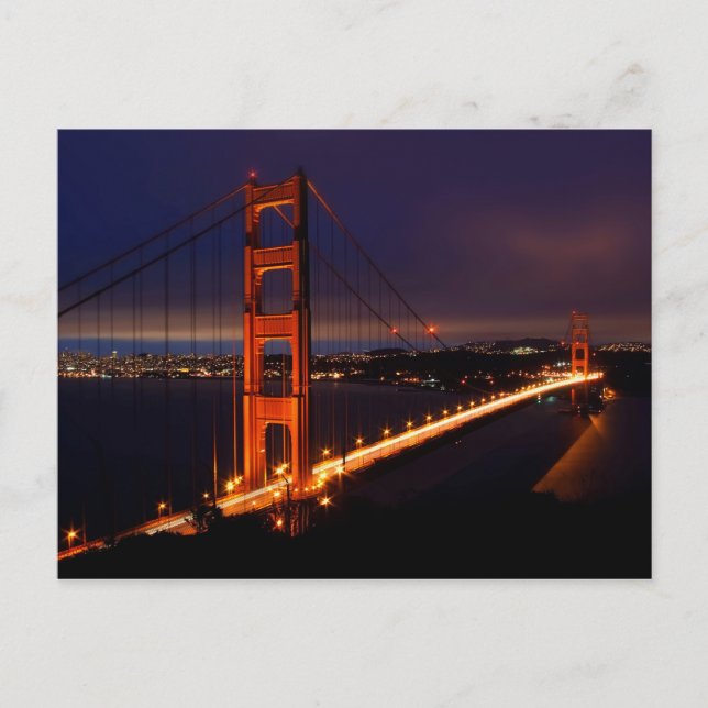 Postal El puente Golden Gate de noche | San Francisco, CA (Anverso)