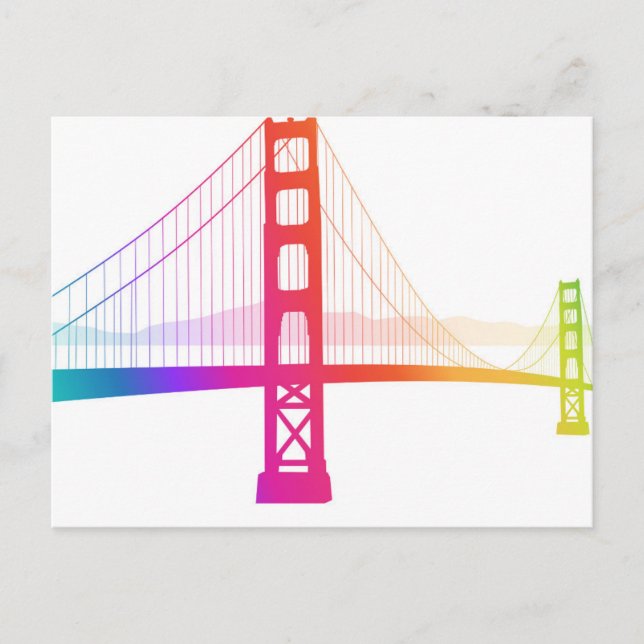 Postal El puente Golden Gate | Estilo Arcoiris (Anverso)