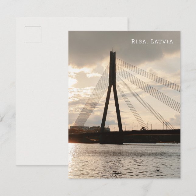 Postal El puente Vanšu, Riga, Letonia viaje (Anverso / Reverso)