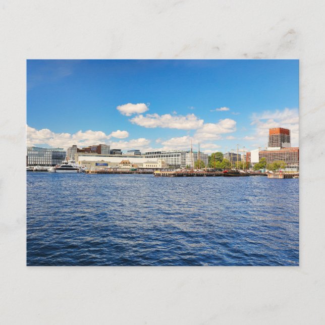 Postal El puerto de Oslo, Noruega (Anverso)