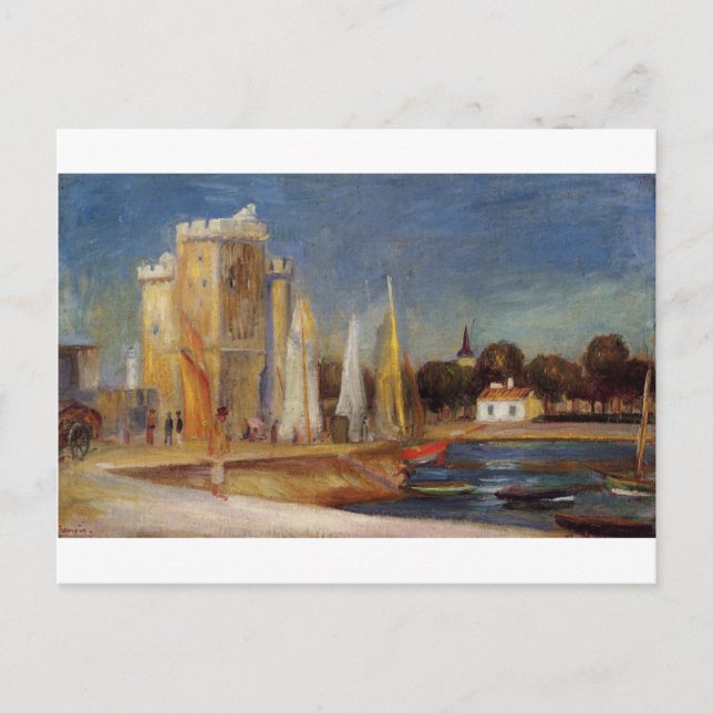 Postal El puerto de Rochelle, por Pierre-Auguste Renoir (Anverso)