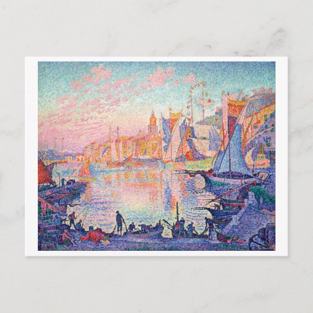 Postal El puerto de Saint-Tropez, Signac (Anverso)