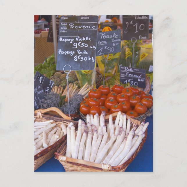 Postal El puesto de mercaderes callejeros con blanco (Anverso)