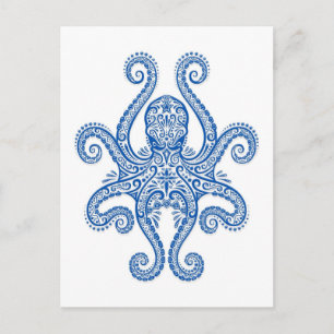 Postal El pulpo azul intrincado
